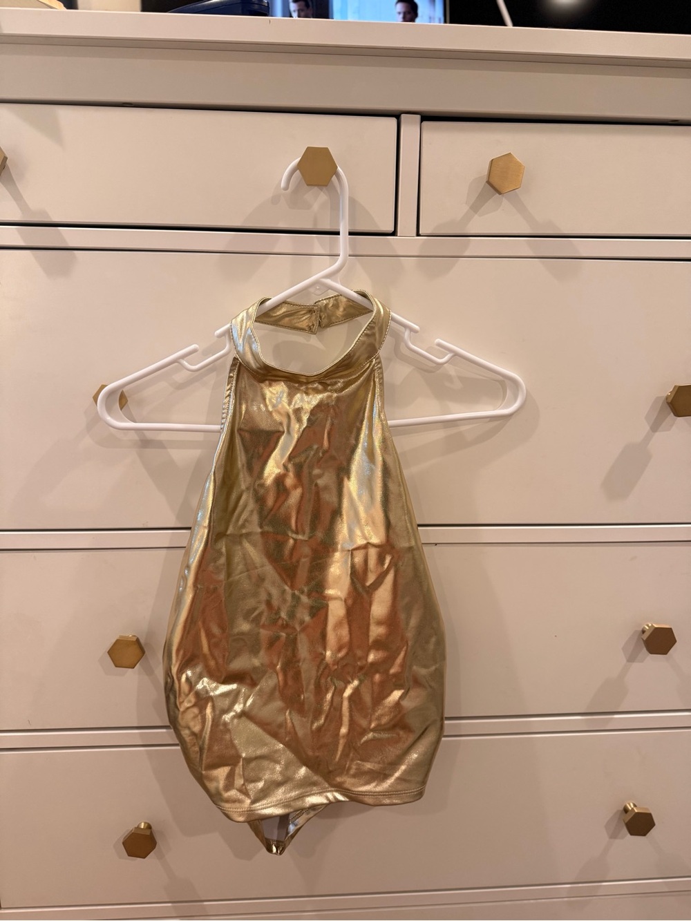 Edikted Metallic Gold Trim White Lined Swimsuit
